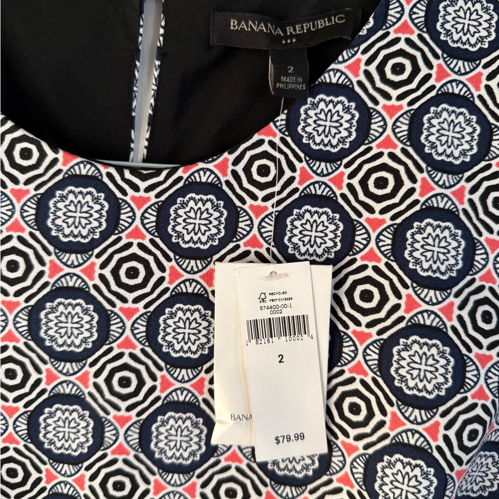 Banana Republic Navy & Coral Geometric Printed Romper dress NWT size 2